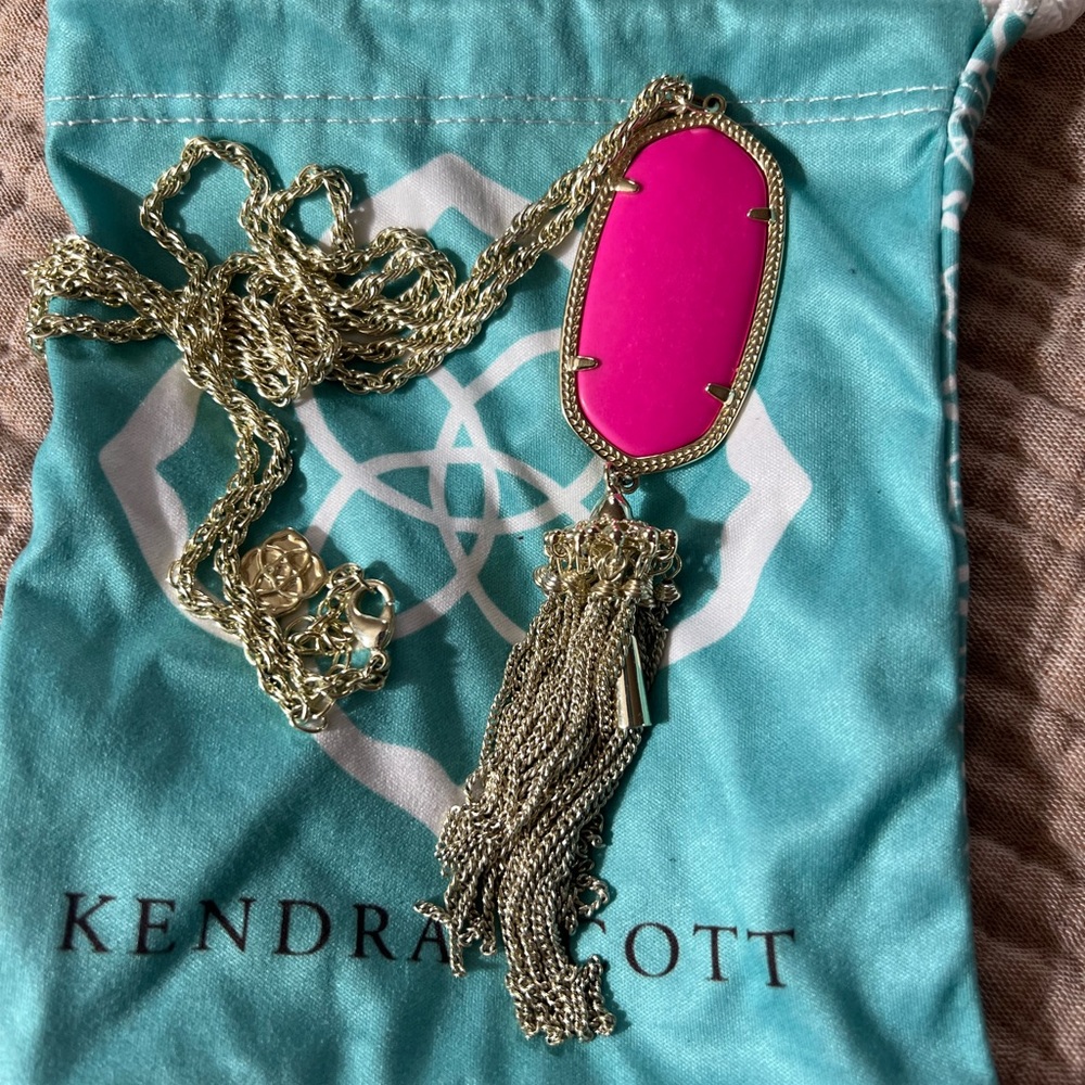 Kendra Scott Rayne Necklace NEON PINK Excellent Condition